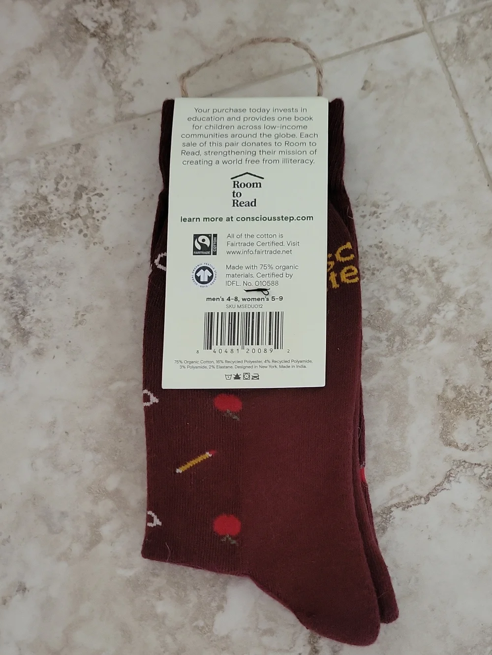Conscious Step NWT LIFELONG LEARNER Pattern Crew Socks